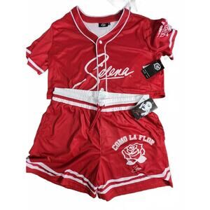 Selena, Red Two-Piece, Shorts & Button Top Set, Size Xl